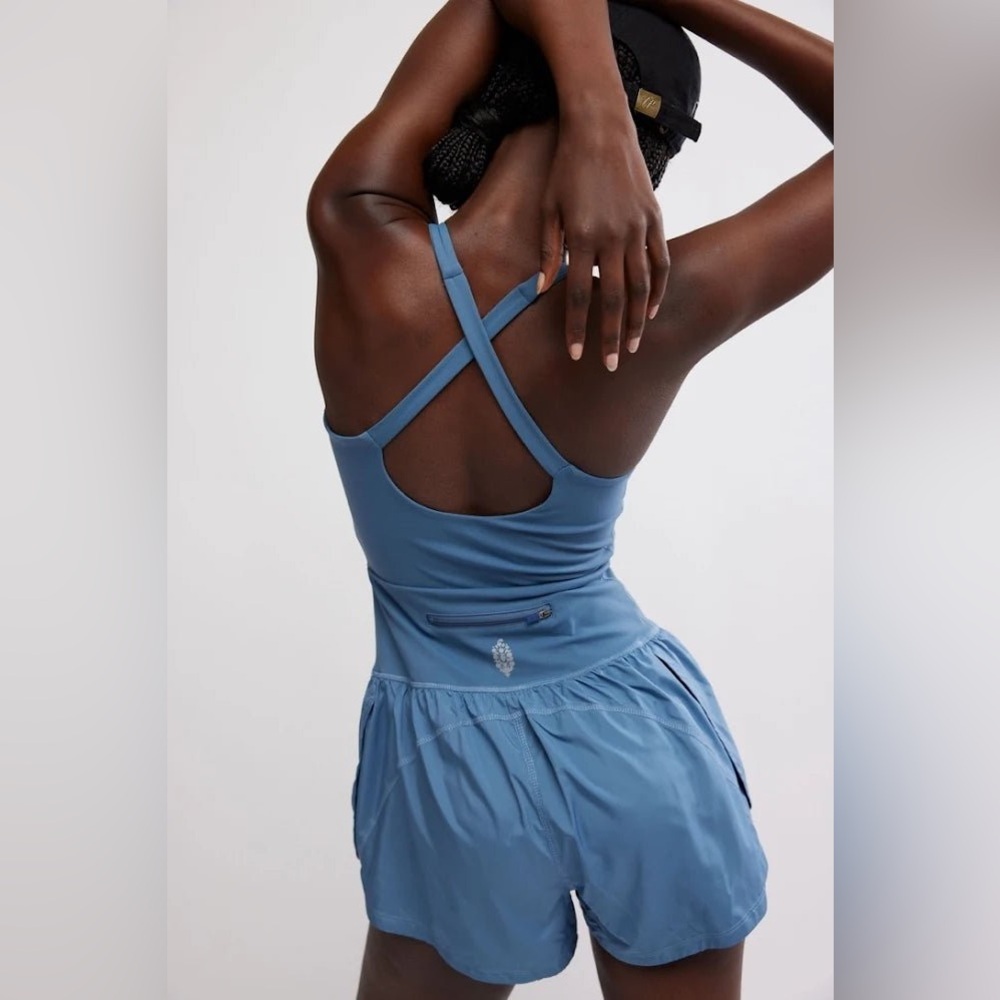 FP Movement by Free People Righteous Runsie Performance Romper Skyline Blue L - Picture 3 of 10